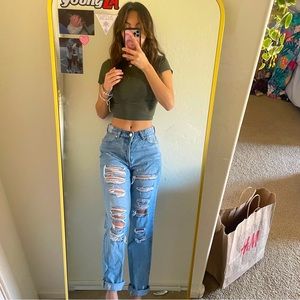 &Denim Boyfriend Ripped Jeans